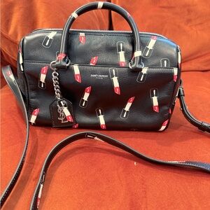 Saint Laurent Black and Red Lipstick Crossbody Bag